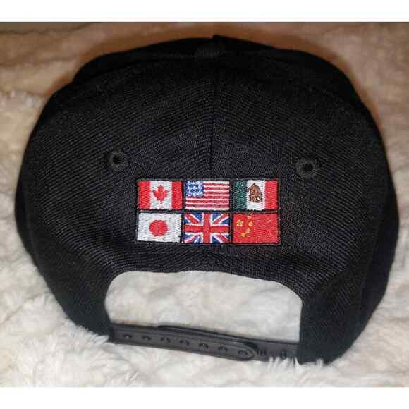 NEW YRN Metal Gold Logo Men Adjustable Snapback Black Hat Cap Wool Blend NWT - Picture 5 of 6